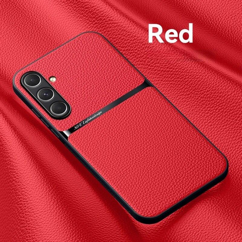 Para samsung galaxy s24 ultra 5g caso de couro magnético suporte do carro caso telefone para samsung s24 + plus s 24 ultra silicone capa traseira