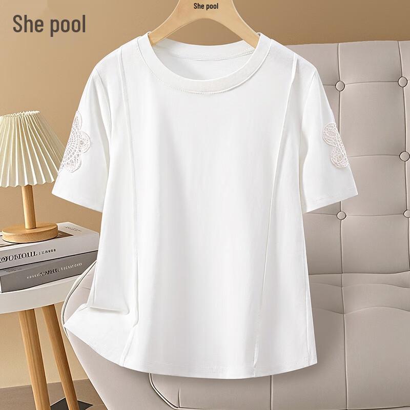 She Chi Women s Hollow Out Crew Neck T-Shirt M