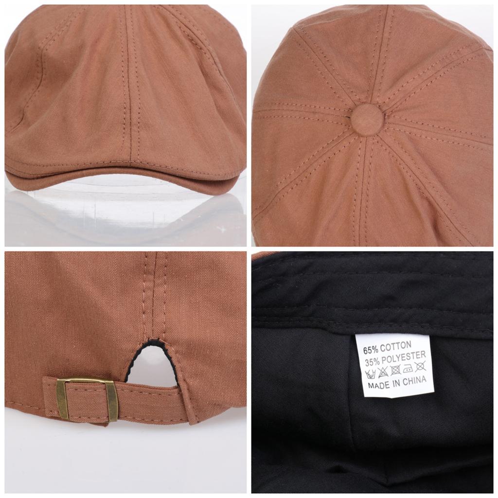Men Women Vintage Solid Flat Cap 65% Cotton Newsboy Ivy Hat Adjustable Beret Painter Cap Retro British Forward Cap