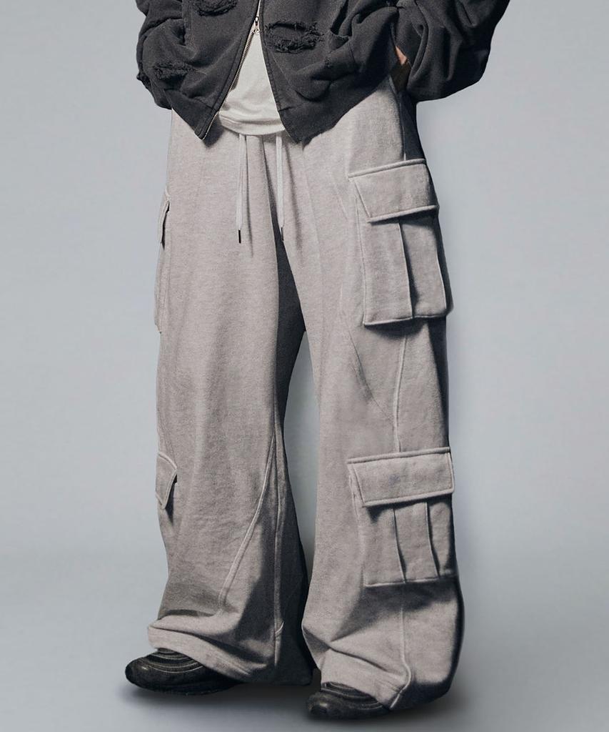 NOT4NERD Incision Multi Cargo Sweat Pants - Light Gray