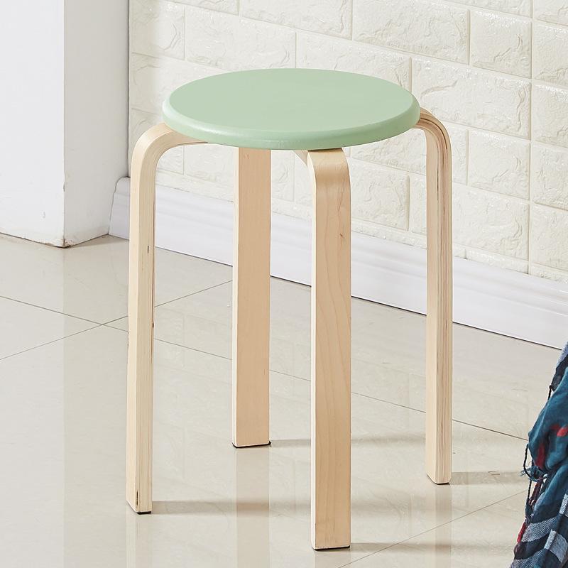 Colorful Stackable Bentwood Stools: Fashionable Round Wooden Dining & Shoe Changing Stools
