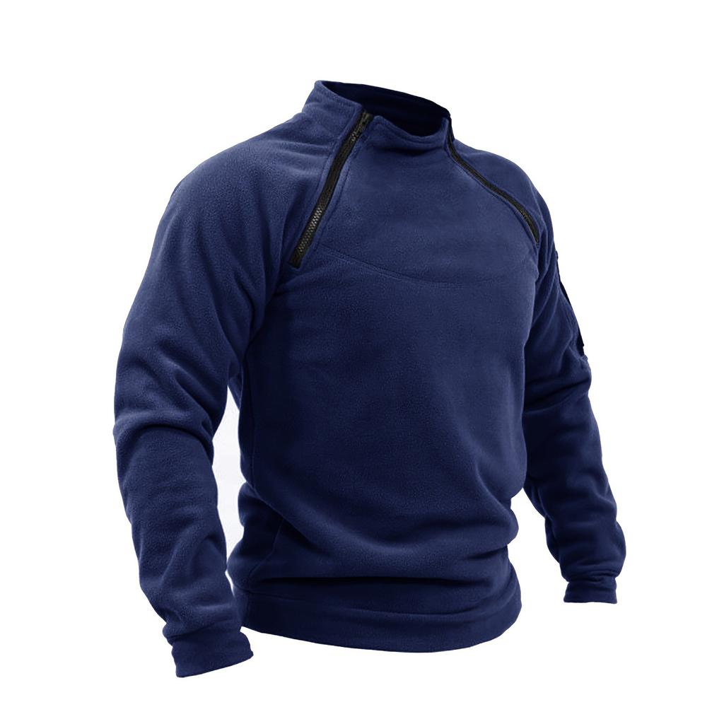 Men's Casual Style Loose Fleece Stand-up Collar Long-sleeved Sweatshirt
