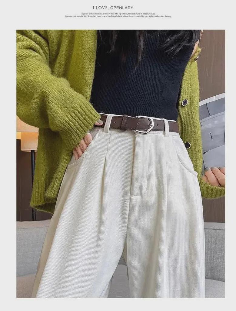Women's High-Waist Corduroy Wide-Leg Pants - Autumn/Winter 2024 Collection