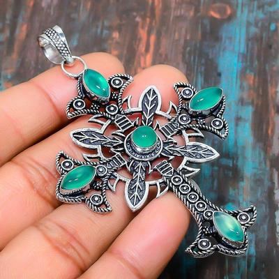 Green Chalcedony Gemstone  925 Sterling Silver Handmade Amazing Jewelry Pendant