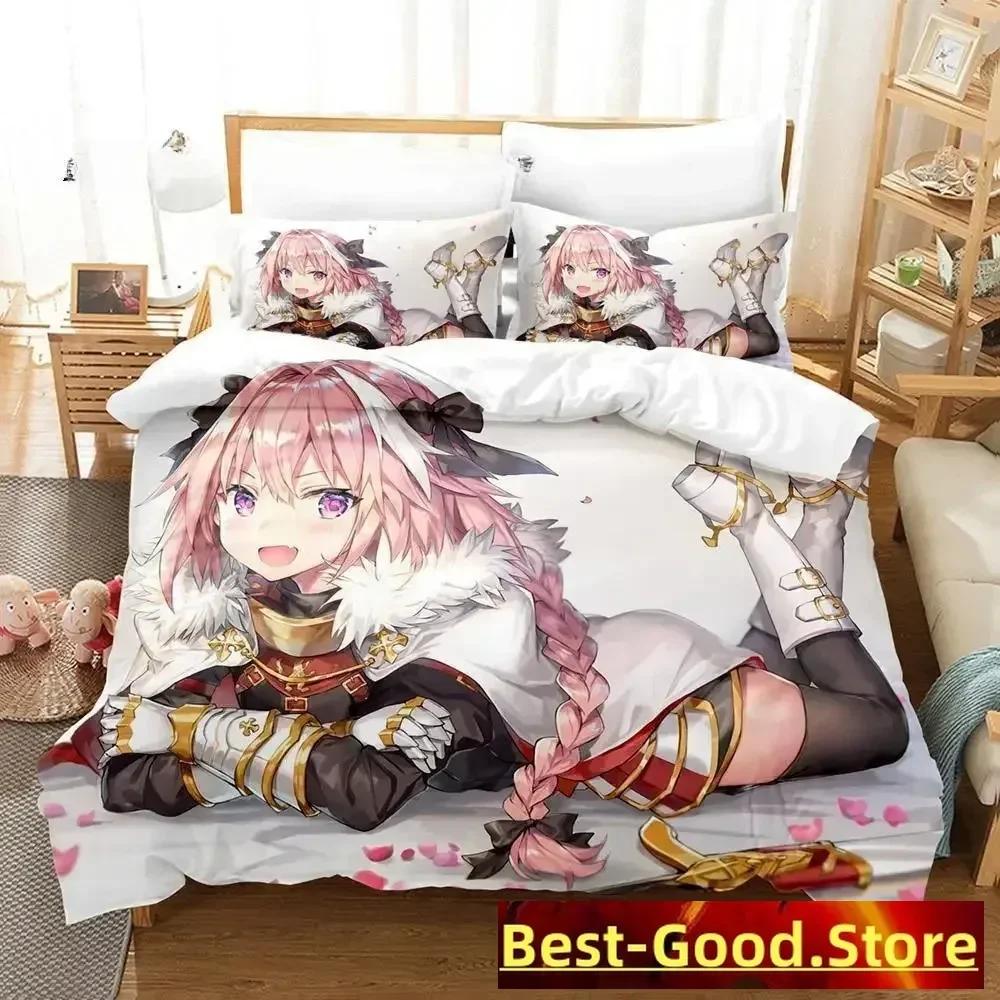 3D Anime Bed Sheet Set Fate - Astolfo Printed Bed Set Duvet Cover Pillowcase Bedding Set Bed Linen Sheet Quilt Cover Full Size
