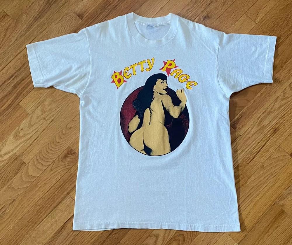 Rare Bettie Page Unisex Men All Size White  T-Shirt F055 Unisex T-Shirt XL
