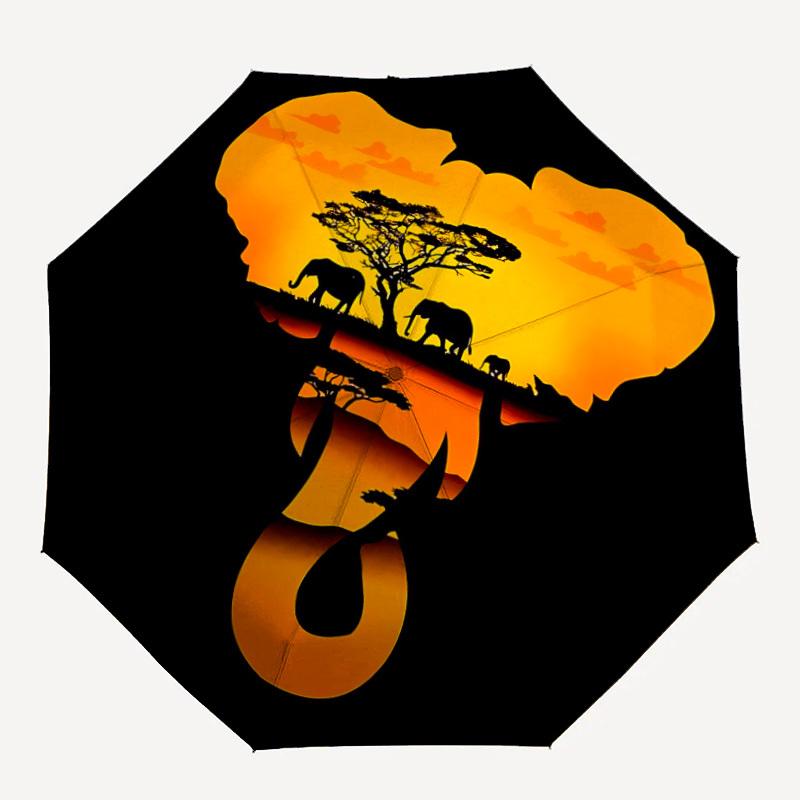 1pc African Safari Automatic Folding Umbrella - 8-Rib Compact Travel Umbrella Durable & Portable for Outdoor Use, Perfect Gift for Birthdays105