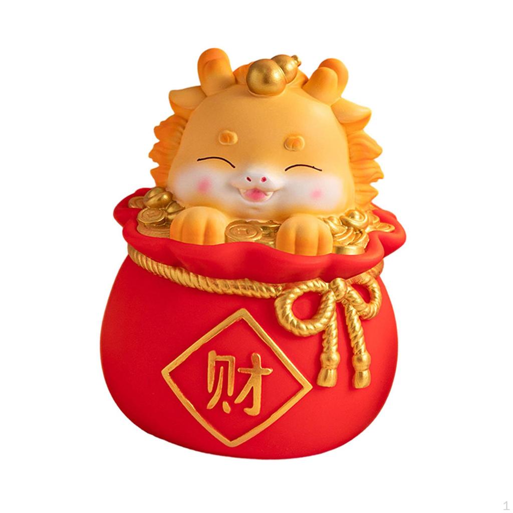 Cartoon Chinesische Drachen Statue Geld Topf Jahr Dekoration Nette Frühling Festival Tisch Ornament für