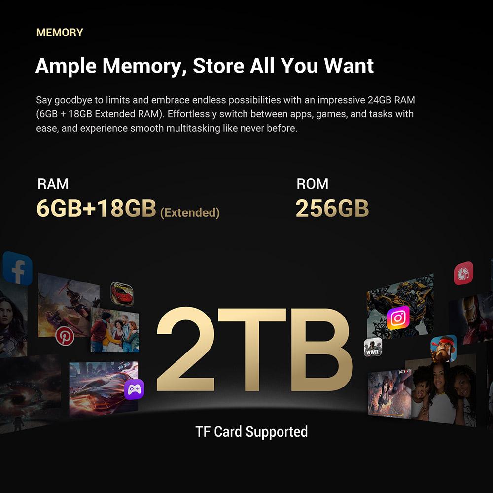 FOSSiBOT Smartphone Robusto F109S, Android 15, 6+256GB, Batería de 10600mAh, Cámara de 50MP, NFC - Enchufe UE