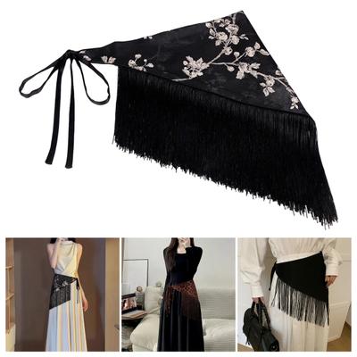Longue Ceinture Foulard Fine Bohème Ceinture de Taille à Nouer Foulard Triangulaire à Franges pour Femmes
