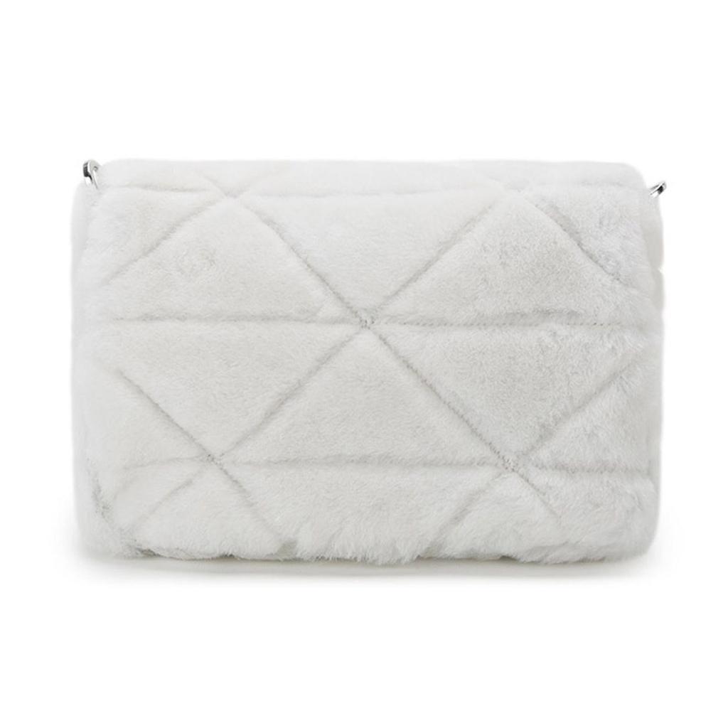 Prada System Serie Schaffell Crossbody Umhängetasche Damen Taschen Weiß 1BD292-2EC9-F0009-V-K9O