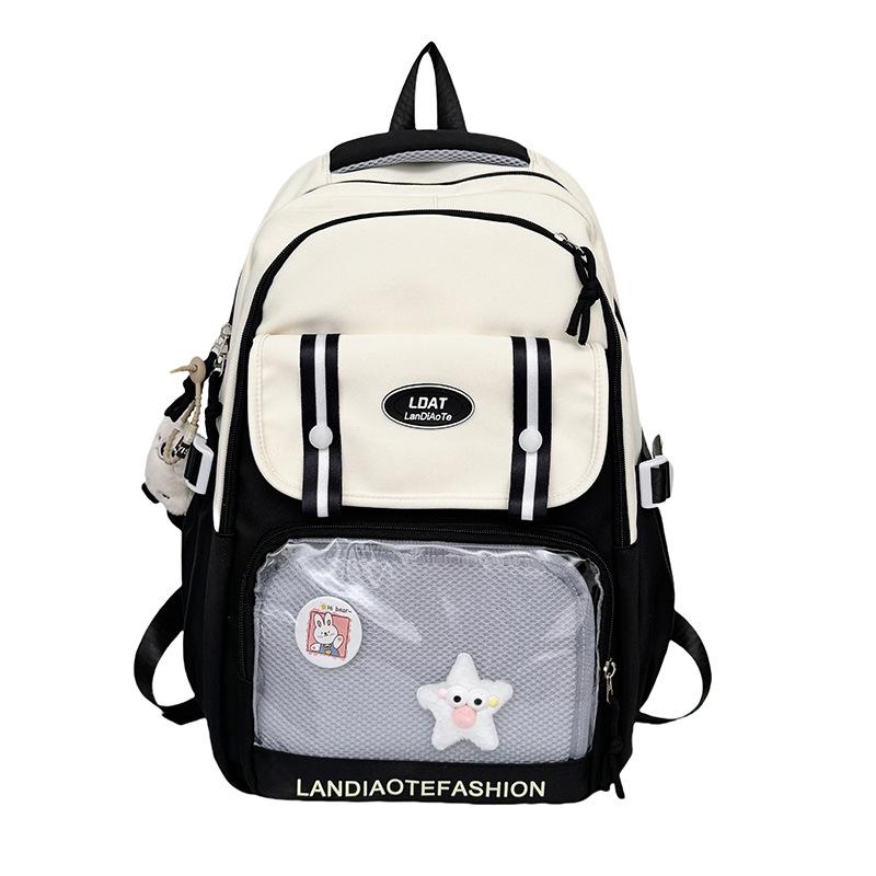 Schoolbag, Hand-held Tutorial Bag, Korean Version of Instagram, Large-capacity, College-style, Color-blocking Middle School Backpack