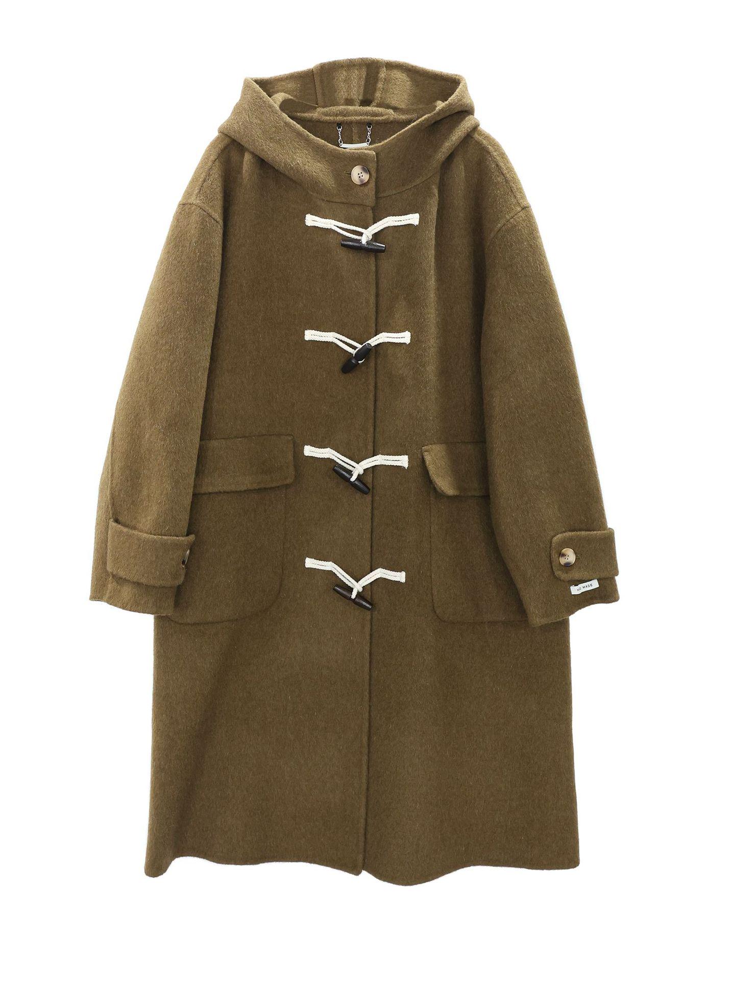 

Plus Size Women s Horn Button Hooded Jacket - Casual College Style, Fashionable & Slimming XL (120-160 jin) кавовий