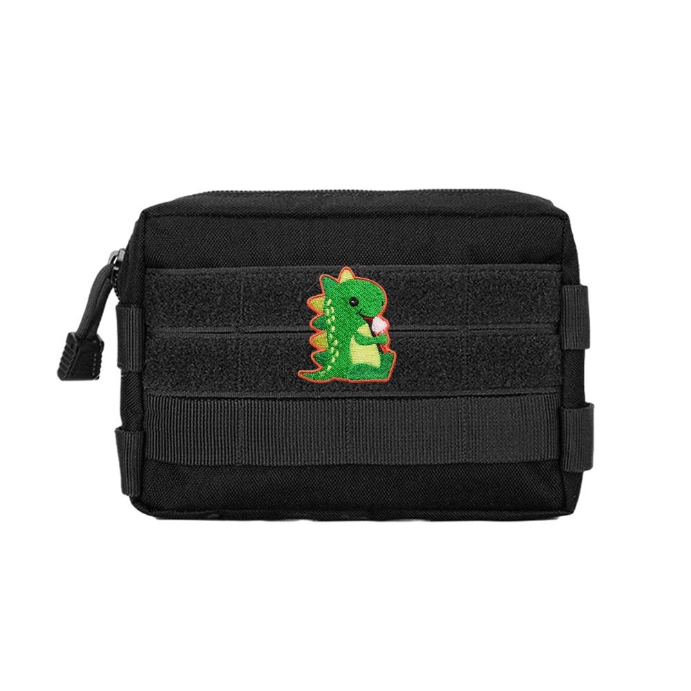 Green Dinosaur Cute Cartoon Patch Velcros Tactical Morale Sticker Embroidered Badge Hook Loop Fastener DIY Backpack Cap Jeans