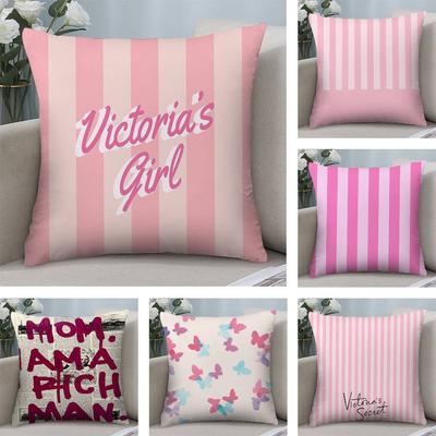Mode V-Victorias Girl Kissenbezug Kurzplüsch Beidseitiger Druck Quadratische Kissenbezüge Sofa Heim Kissen Dekor