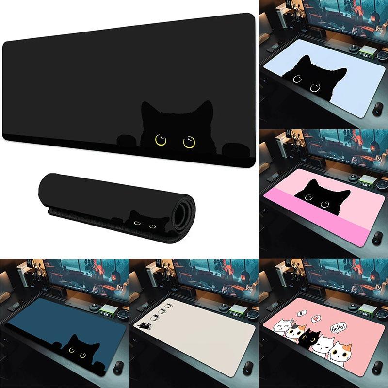 

Большой Милый Коврик для Мыши Каваи Черный Кот Котенок Игровой Коврик для Клавиатуры XxL Аксессуары для Ноутбуков Резиновые Накладки на Стол Офисный Ковер 30x60cm