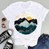 Summer New Shortsleeved Tshirt with Swan and Butterfly Print Patterns Roundneck Top Made of Modal Fabric Women Clothing