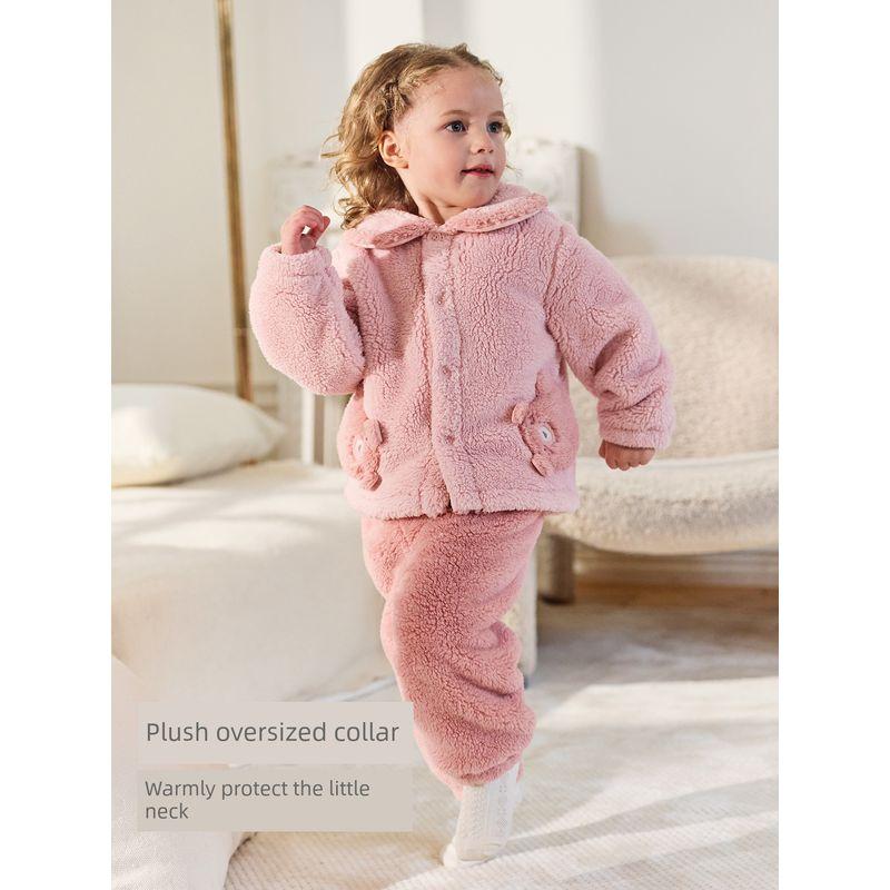 David Bella Boys' Home Wear Set 2026 Winter New Girls' Pajamas Children's Thickened Home Wear Class a