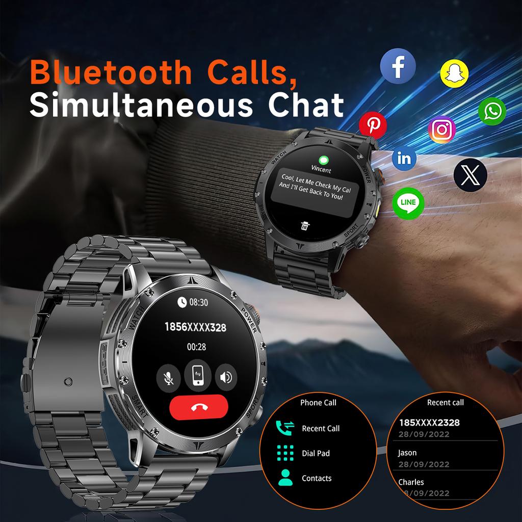 Military 1000mAh Large Battery Smart Watch Digital Bluetooth Call Sports Smartwatch Electronics Watches for Man Android  New