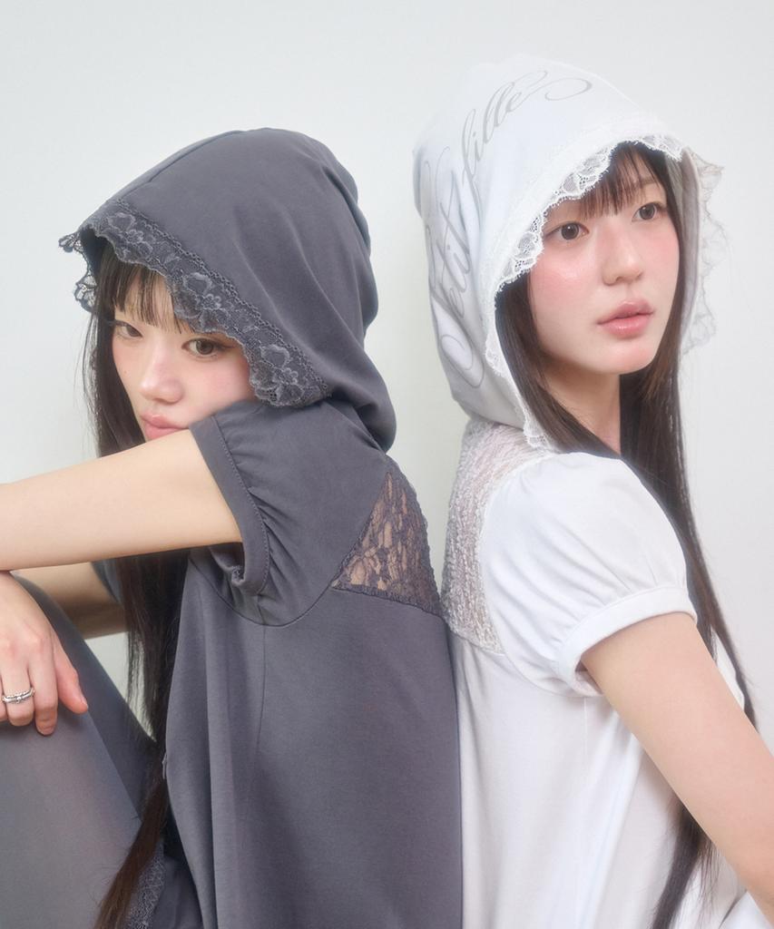 Iligo Lace Hoodie Dress White