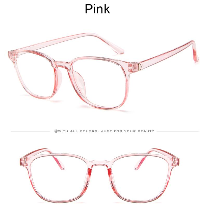 Retro Mens Glasses Frame Fashion Computer Eyeglasses Frame Women Anti-blue Light Transparent Clear Pink Plastic Frame