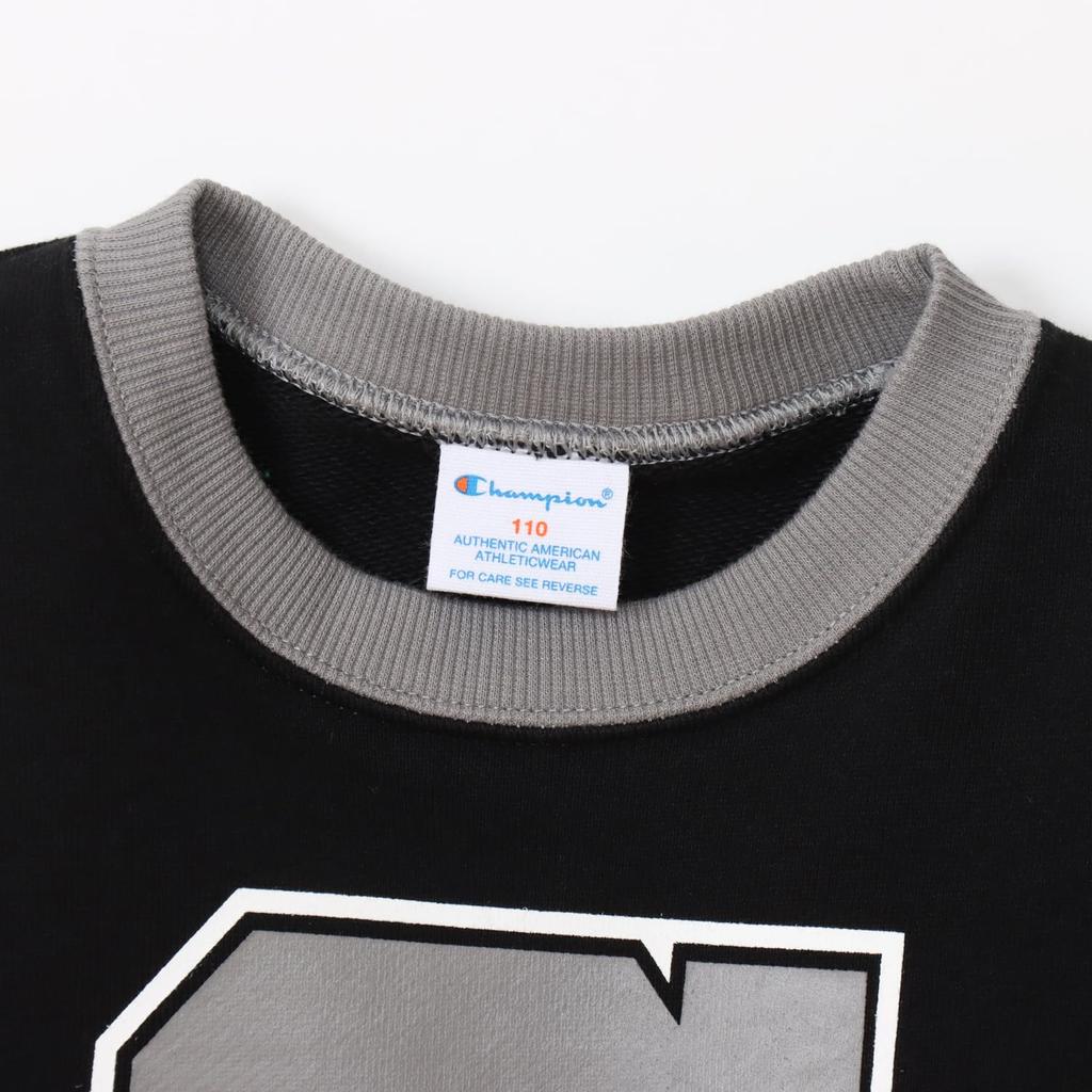 Champion Casual Crew Neck Long Fleece Relaxed Graphic Boys' Sweatshirt, Sleeve, 100% Cotton, Lining, Fit, Print, Black, CK-A008