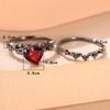 Crystal Female Red Zircon Love Heart Ring Set Fashion Vintage Black Gold Color Bridal Wedding Engagement Jewelry For Women