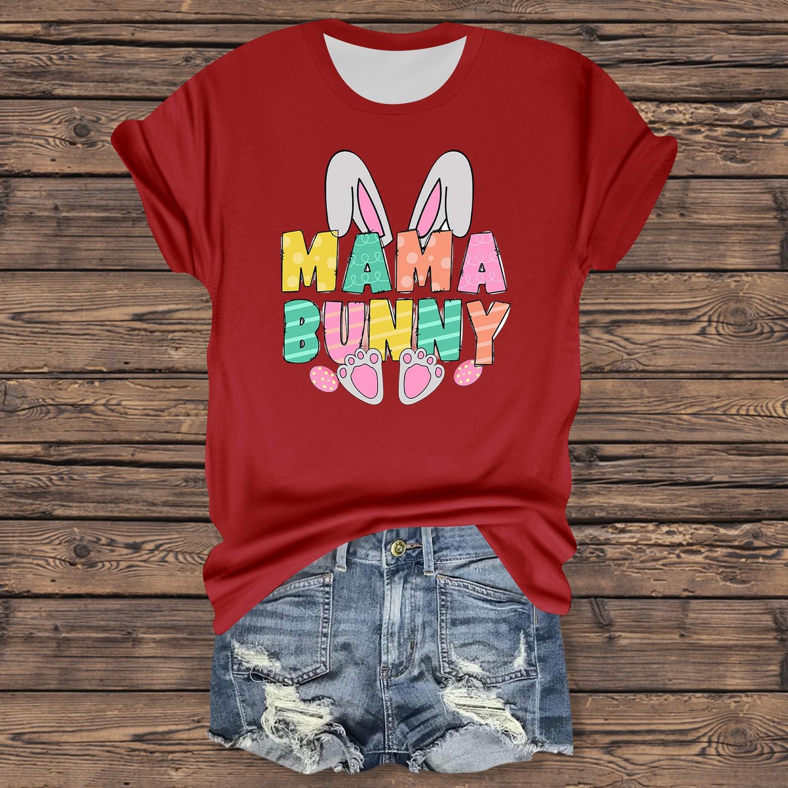 

Женская повседневная футболка с принтом «Пасха», круглый вырез, пуловер, короткий рукав XXXL красный