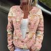 Women's Fashion Christmas Print Long Sleeve Knitted Cardigan Button Jacket