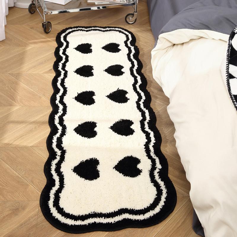 Black And White Love Bathroom Floor Mat Absorbent Non-Slip Quick-Drying Thickened Toilet Entrance Carpet Foot Rug