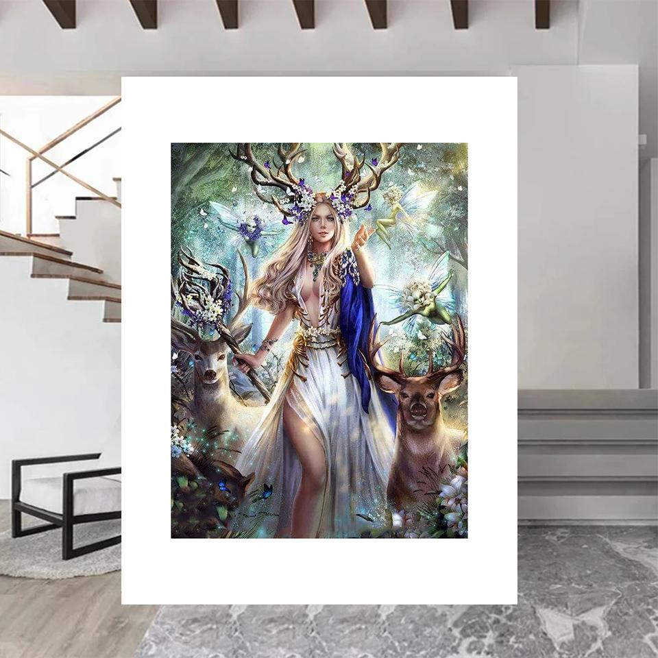 Diamantmalerei Damen Kreuzstickerei Volldiamant 5D DIY Stickerei Wolf Mosaik Wandkunst Diamant Wohndekoration Kunst Geschenk