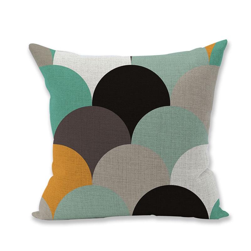 Premium Quality Green Geometry Cotton Linen Pillow Case For Versatile Home And Office Use