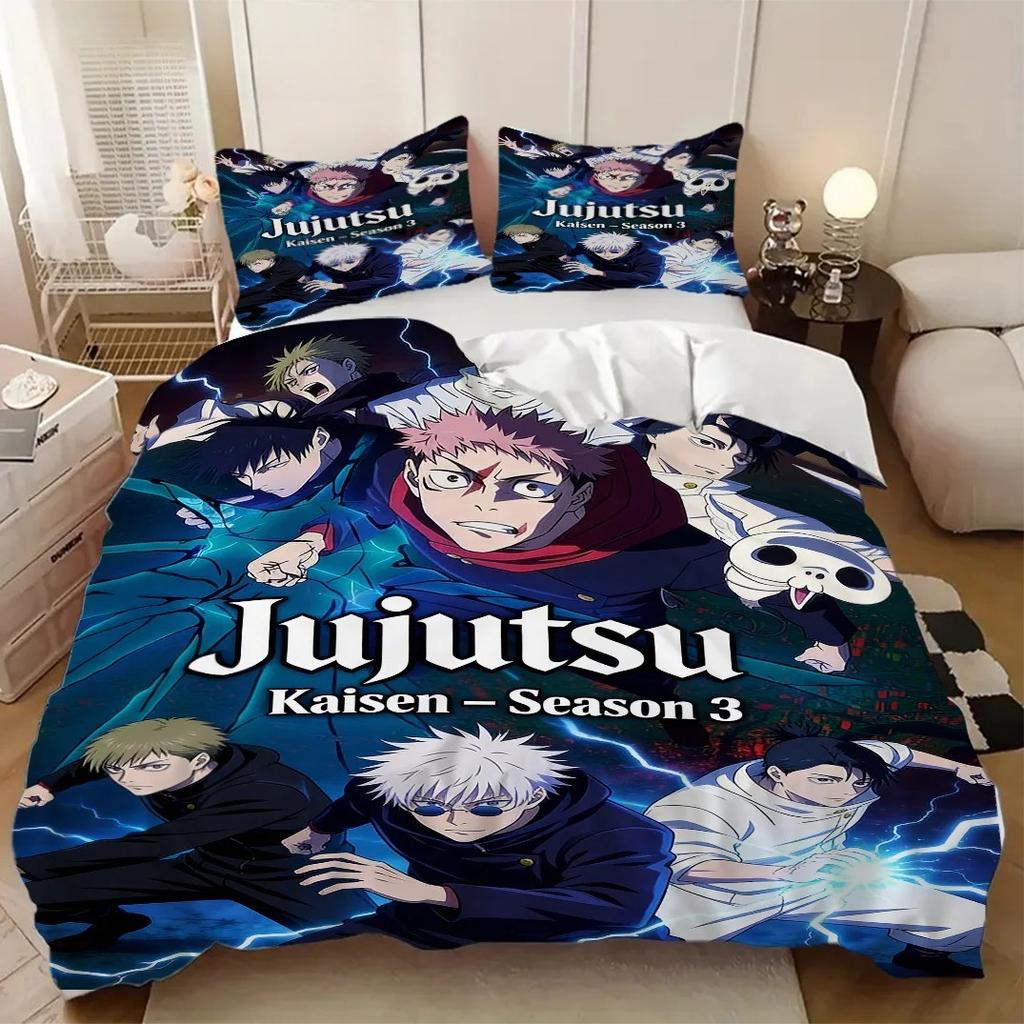 Duvet Cover Pillowcase Jujutsu Kaisen Satoru Gojo Bedding Set 2/3piece Set Adult Kid Bedroom Single Large Size Home Textiles