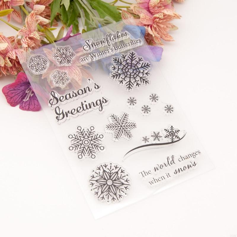 7Pcs Christmas Snowflakes Stamper Clear Silicone Stamper for Holiday Card Making