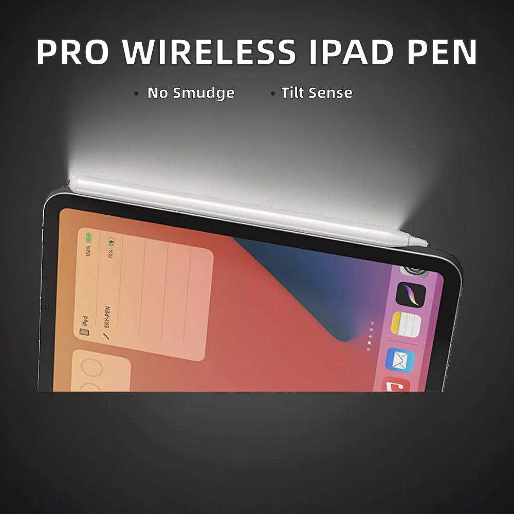 Wireless Magnetic Charging Aluminum Pro Pen Active Capacitive Stylus with Replaceable Nib Palm Rejection & Tilt Support for iPad