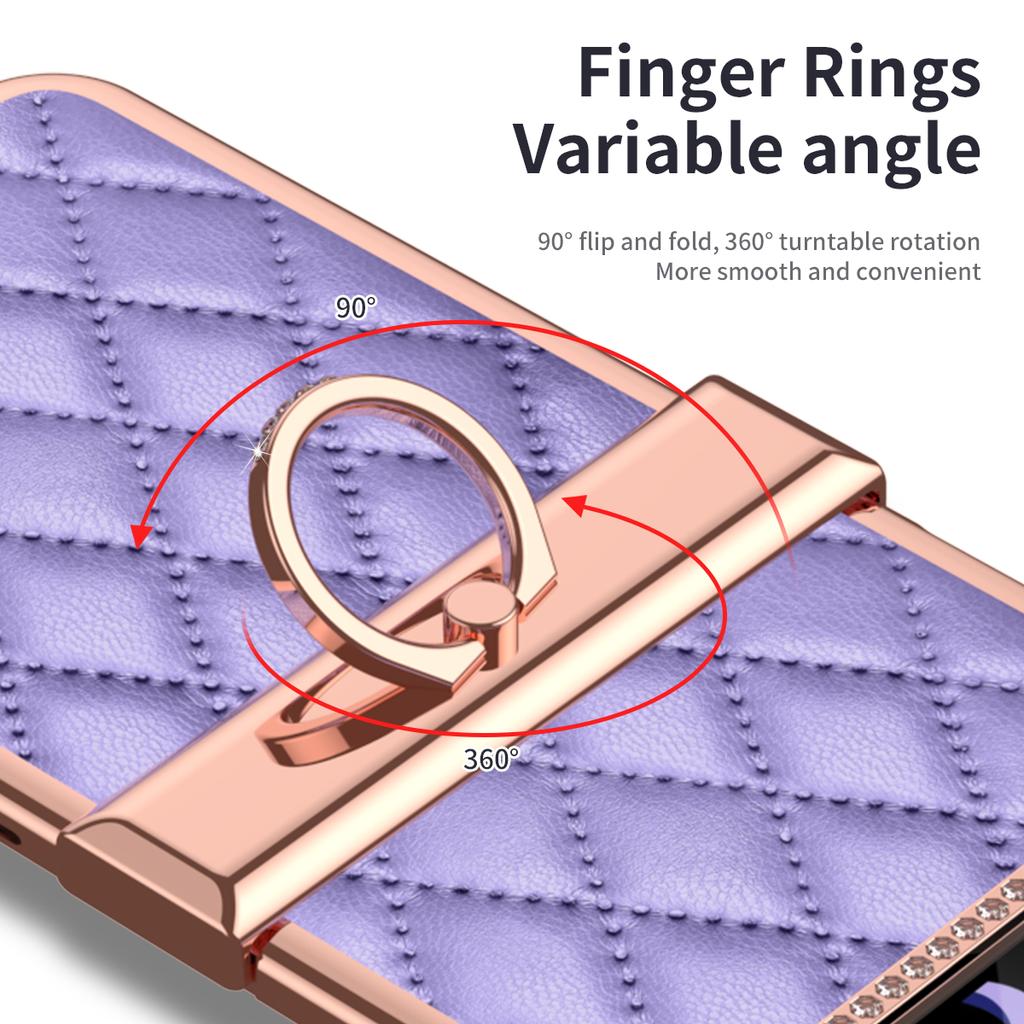 Glitter Leather Ring Holder Case For Samsung Galaxy Z Flip 4 Flip4 5G Folding Cover Hinge Camera Shockproof Bling Cover Fundas