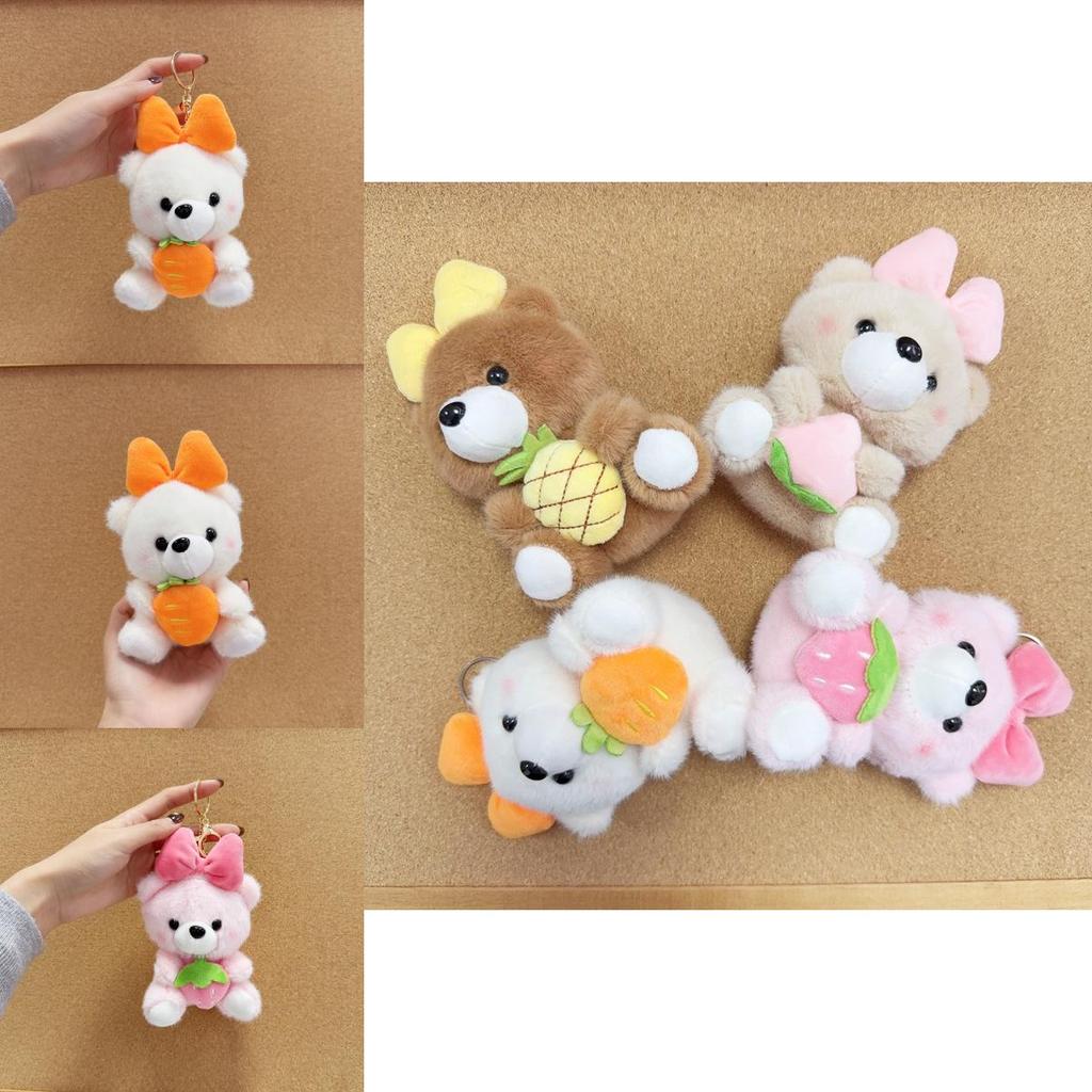 Cartoon Style Bear Plush Keyring With Short Fleece Material For Backpack Accessories