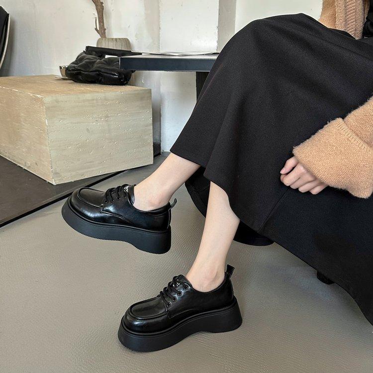 [Ushilai] Retro British Style Loafers Women's Winter 2025 New Platform Casual Versatile Small Leather Shoes