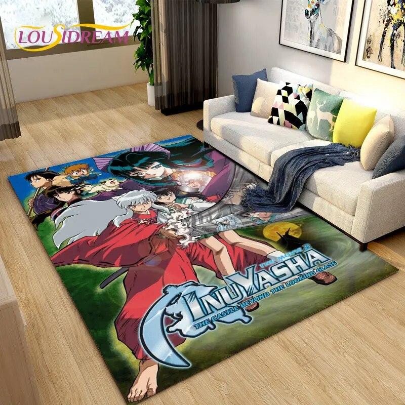 Inuyasha Japan Anime Cartoon Area Rug,Carpet Rug for Living Room Bedroom Sofa Doormat Decoration,Kids Play Non-slip Floor Mat