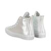 Converse Chuck Taylor All Star Iridescent Leather Non-slip and Abrasion Resistant High-Top Board Shoes Women's Silver White