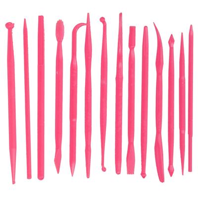 14PCS/Set Plastic Crafts Clay Modeling Tool for Shaping and Sculpting Cake Embossing DecorRose Red