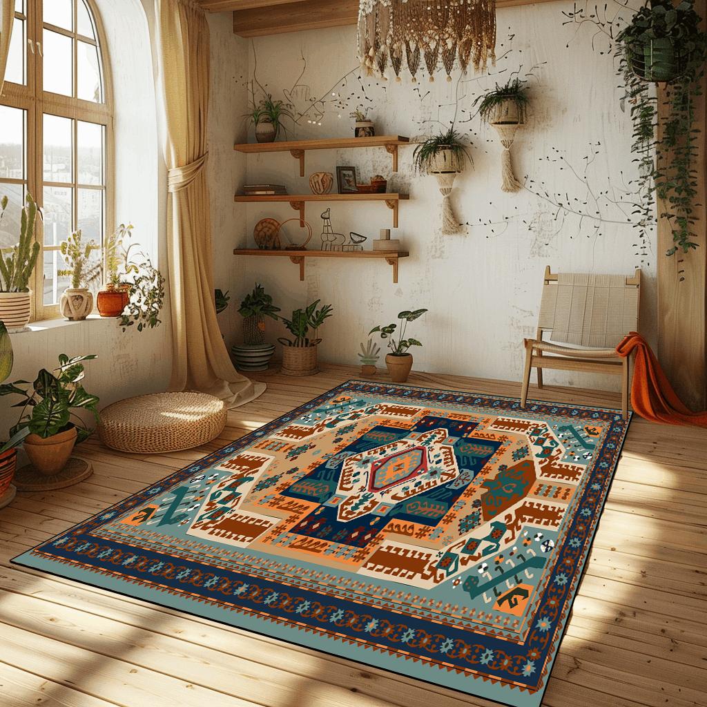 Bohemian Ethnic Carpets for Living Room New Morocco Style Bedroom Rugs Portable Coffee Tables Mat Washable Large Area Carpet