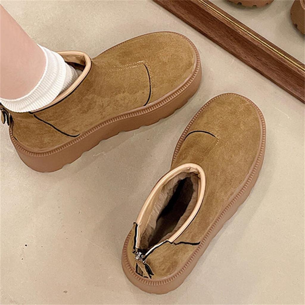 Ausländischer Stil kleine kurze Stiefel Kinder 2025 Winter Samt Schneestiefel Reißverschluss hinten Martin Stiefel mattiert weiches Leder Muffin dicker Boden