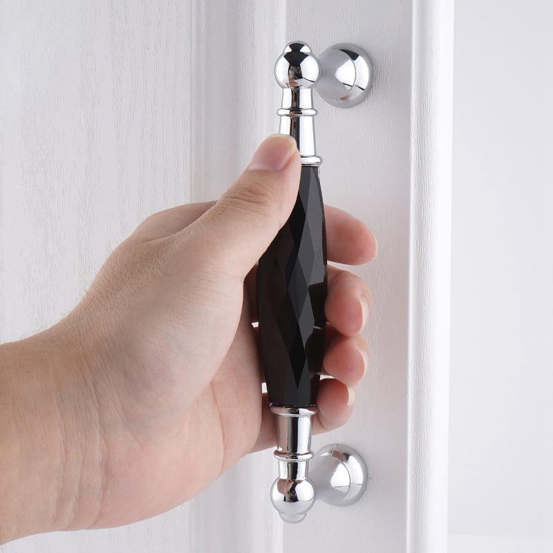 Zinc Alloy Drawer Silvery Long Crystal Handle Dresser Wardrobe Handles for Cabinet Kitchen Pull Cupboard Knob