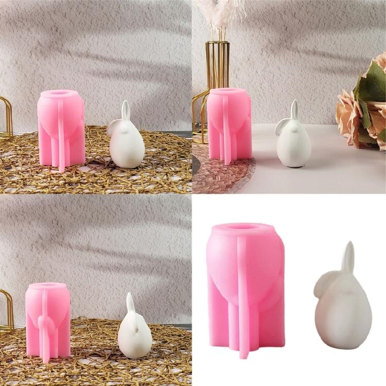 Reizende Tierkerzenformen 3D Hasen Silikonform Ornamentformen Gießform Bastelbedarf für Heimdekorationen