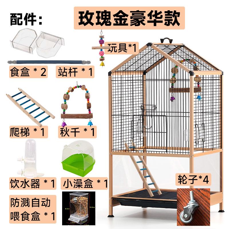 Luxury Parrot Cage Anti-Splash Design Aviary Villa with Bathing Area Spacious Bird House for Cockatiels Home Flight Habitat