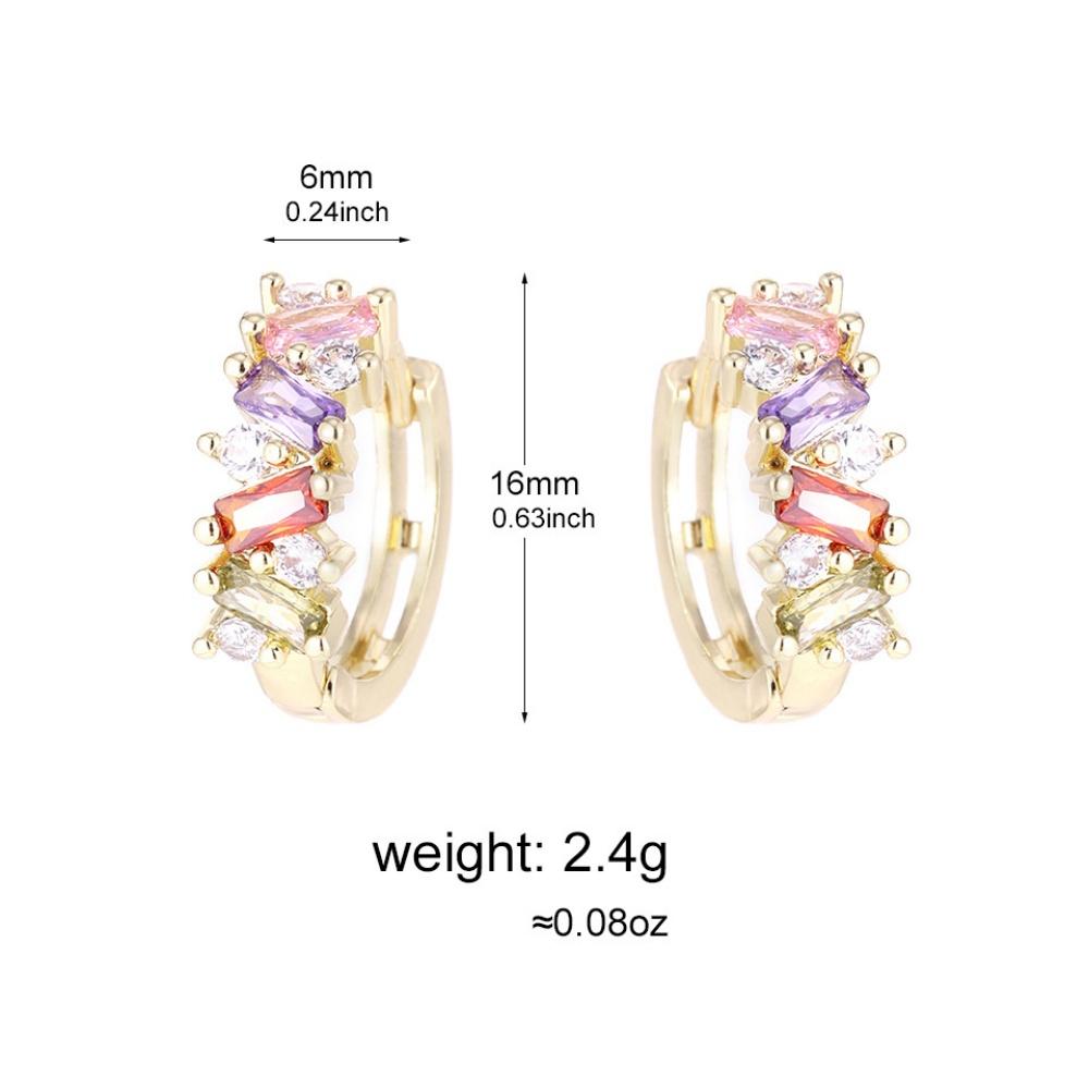 Elegant Female White Blue Green Rainbow Zircon Hoop Earrings Trendy Fashion Gold Color Wedding Jewelry For Women
