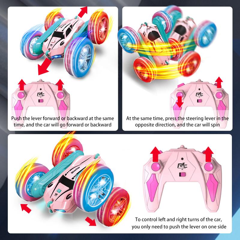 Double-Sided Remote Control Stunt Car, Light Wheel Swing Arm Four-Wheel Drive Deformation Rolling Car, Remote Control Children'S Car