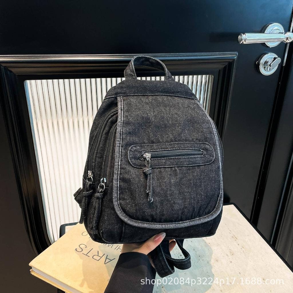 2025 New Japanese Retro Washed Denim Casual Large Capacity Versatile Fashion Breast Bag Crossbody Backpack