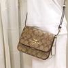 Coach Brynn 18 Classic Monogram Print Detachable Shoulder Strap Flap Canvas And Leather Crossbody Bag Small Women crossbody bag Brown C5592-IMDJ8